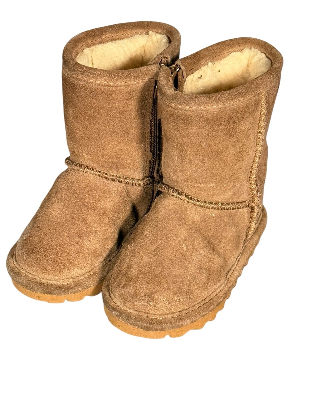 Bearpaw Size 5‎ Toddler Suede Wool Lined Boots Chestnut Brown Zip Winter